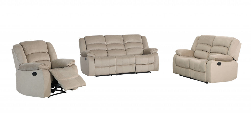 Three Piece Indoor Beige Microsuede Six Person Seating Set