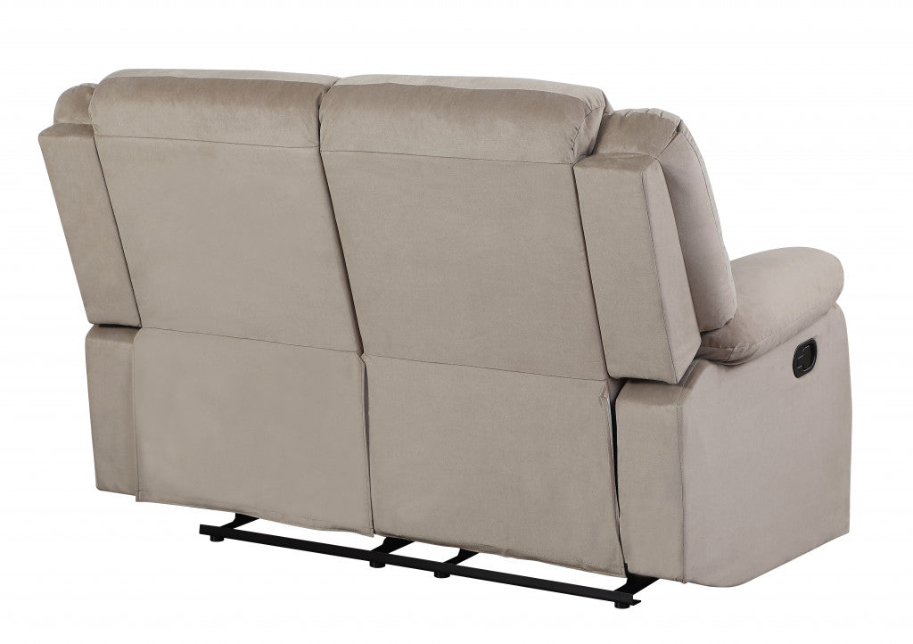 60" Beige Microfiber Manual Reclining Loveseat