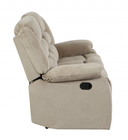 60" Beige Microfiber Manual Reclining Loveseat