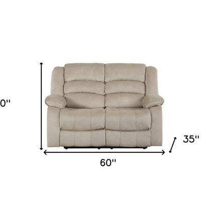 60" Beige Microfiber Manual Reclining Loveseat