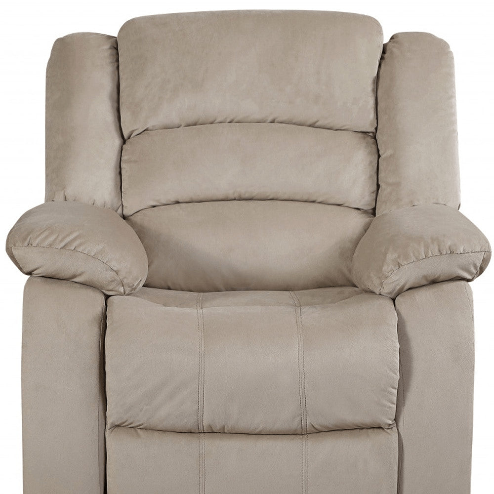 37" Beige Microsuede Manual Gliding Recliner