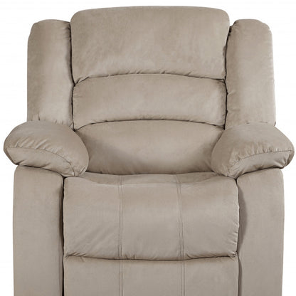 37" Beige Microsuede Manual Gliding Recliner