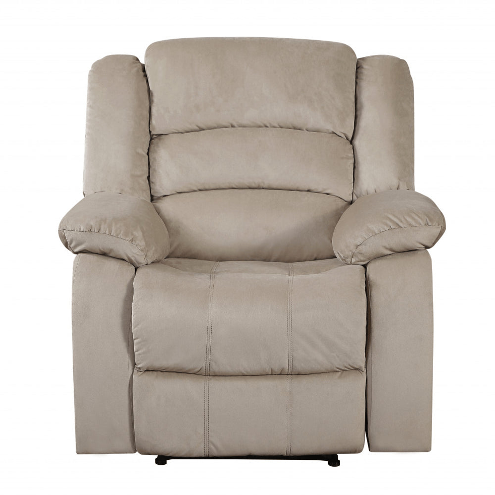 37" Beige Microsuede Manual Gliding Recliner
