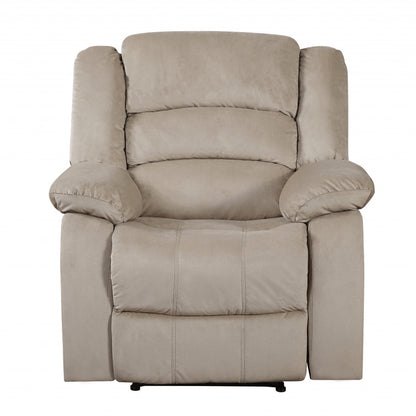 37" Beige Microsuede Manual Gliding Recliner