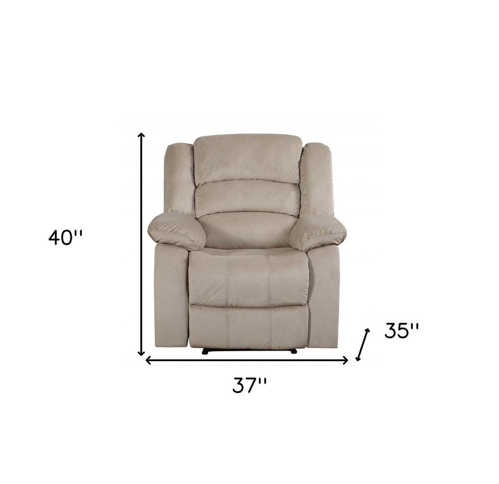 37" Beige Microsuede Manual Gliding Recliner