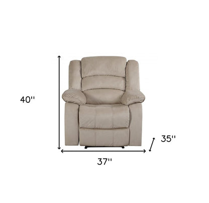 37" Beige Microsuede Manual Gliding Recliner