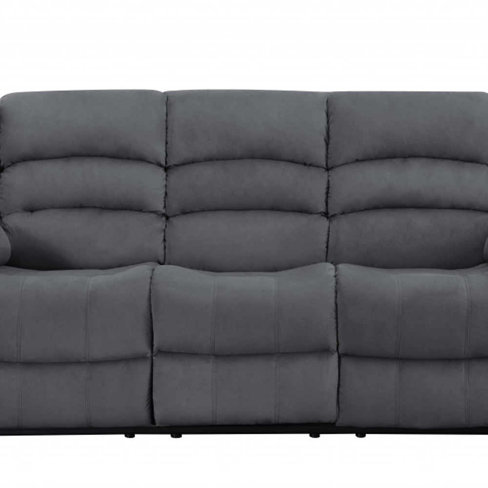81" Gray Microsuede Manual Gliding Recliner