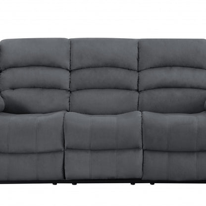 81" Gray Microsuede Manual Gliding Recliner