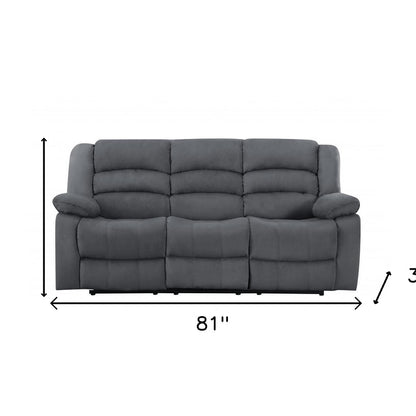81" Gray Microsuede Manual Gliding Recliner
