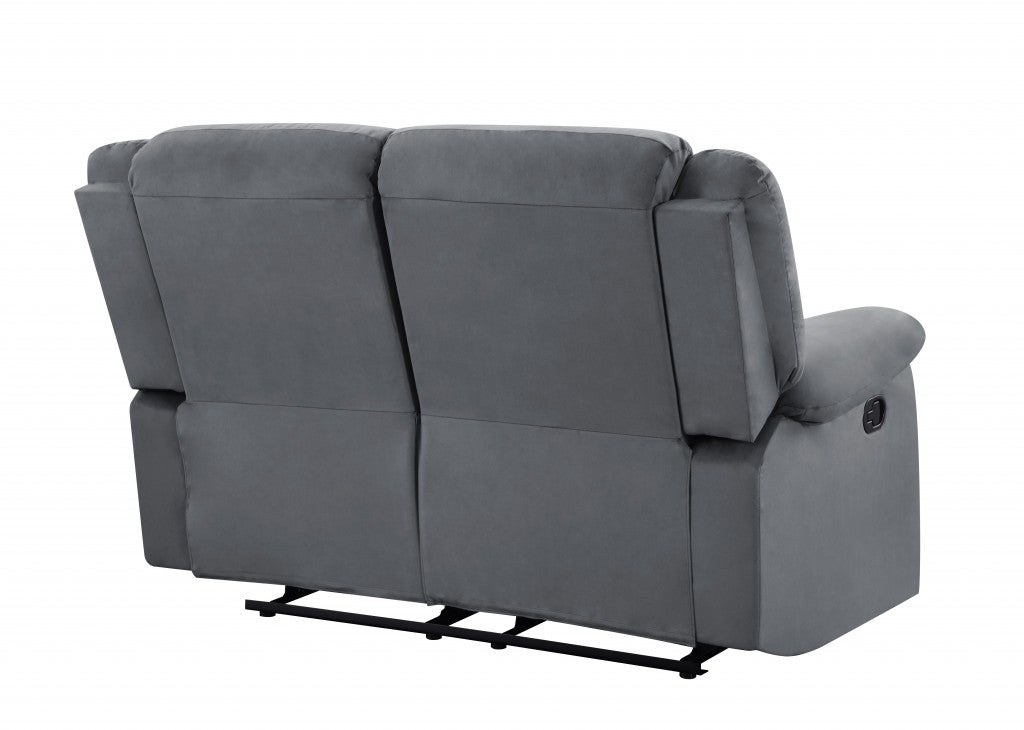 60" Gray Microfiber Manual Reclining Loveseat