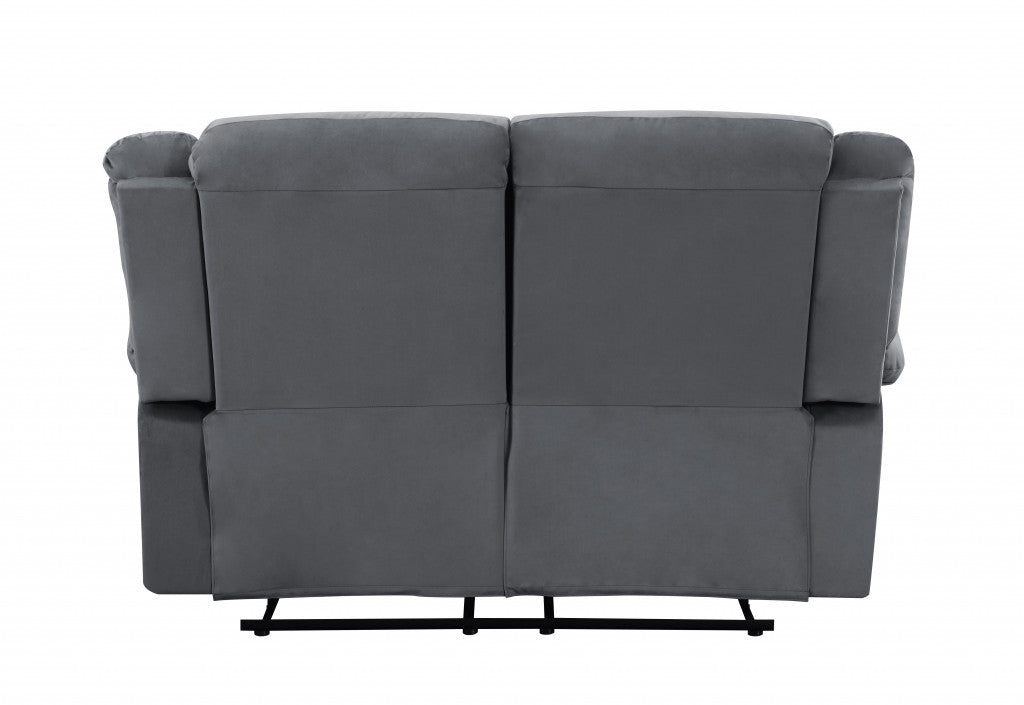 60" Gray Microfiber Manual Reclining Loveseat