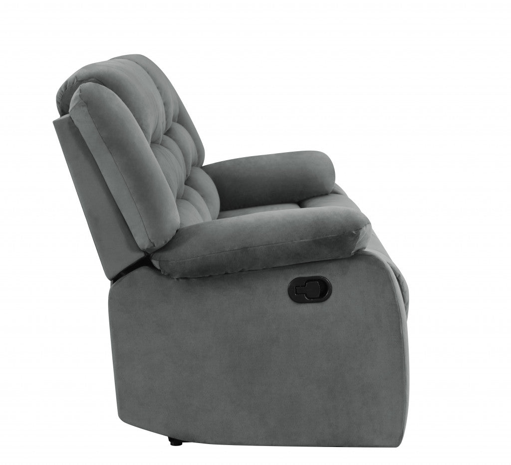 60" Gray Microfiber Manual Reclining Loveseat