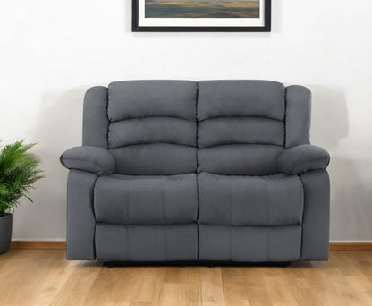 60" Gray Microfiber Manual Reclining Loveseat