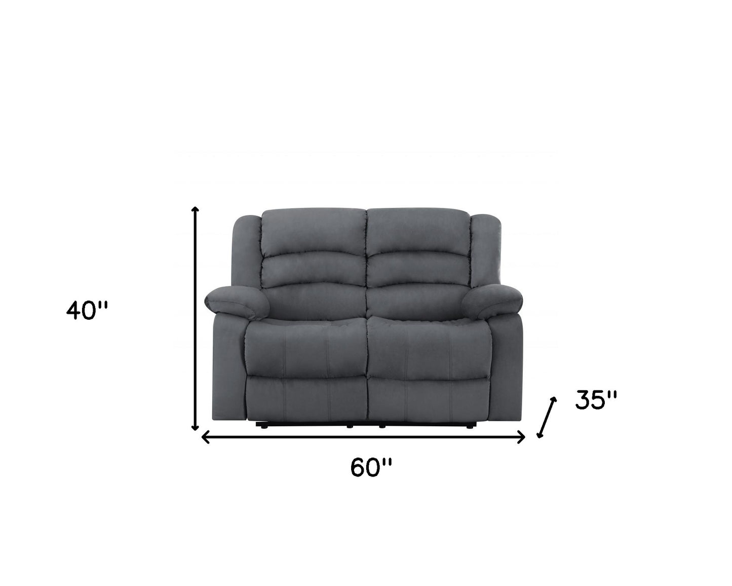 60" Gray Microfiber Manual Reclining Loveseat