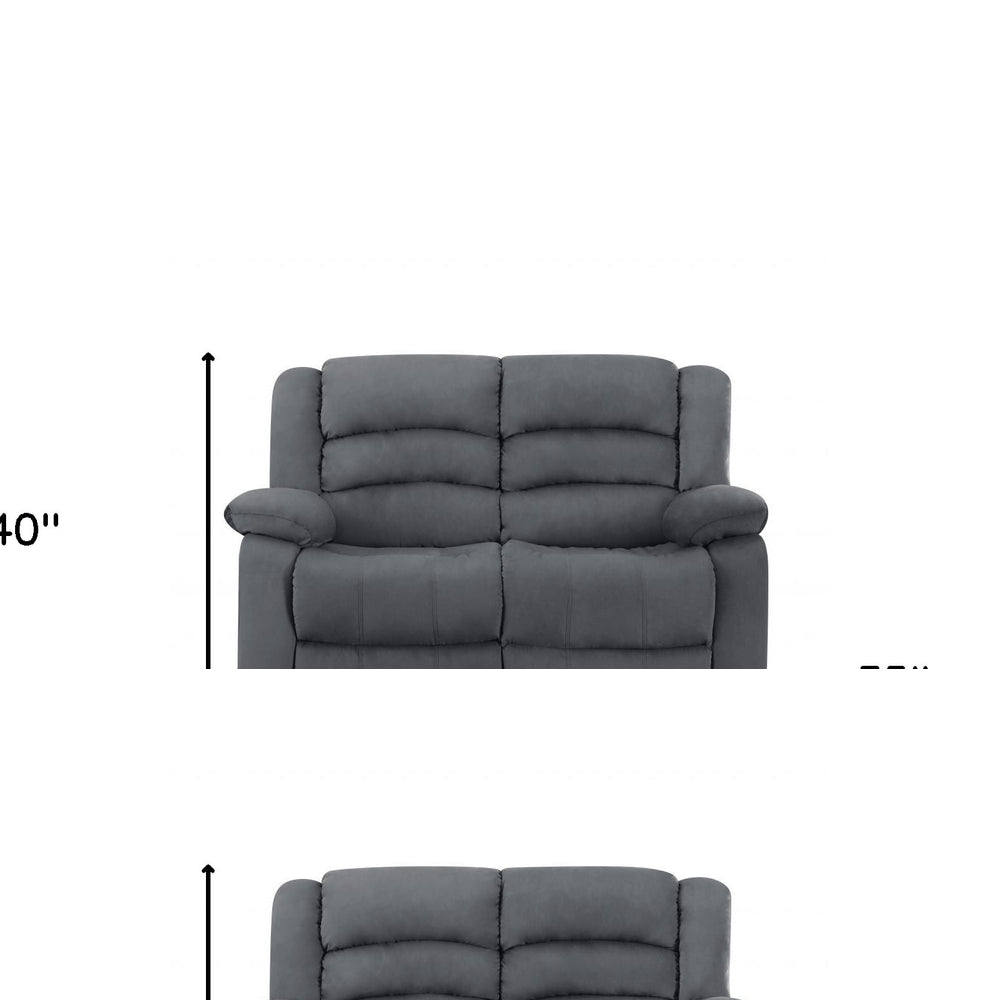 60" Gray Microfiber Manual Reclining Loveseat