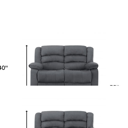 60" Gray Microfiber Manual Reclining Loveseat