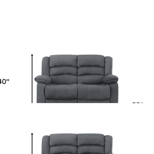 60" Gray Microfiber Manual Reclining Loveseat