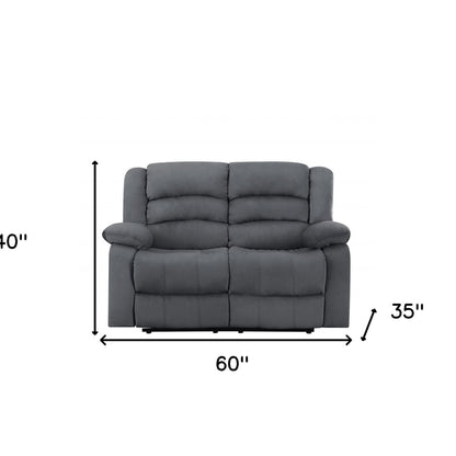 60" Gray Microfiber Manual Reclining Loveseat
