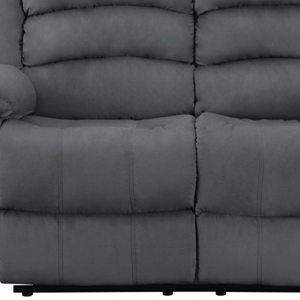 60" Gray Microfiber Manual Reclining Loveseat