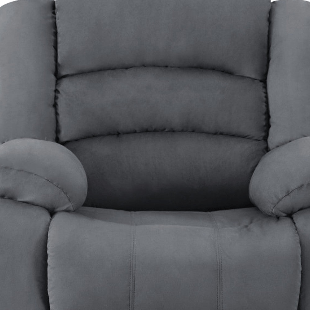 37" Gray Microsuede Manual Gliding Recliner