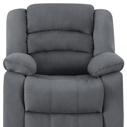 37" Gray Microsuede Manual Gliding Recliner