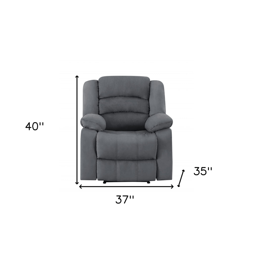 37" Gray Microsuede Manual Gliding Recliner