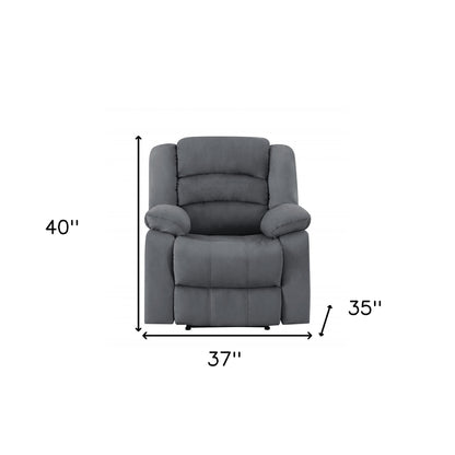 37" Gray Microsuede Manual Gliding Recliner