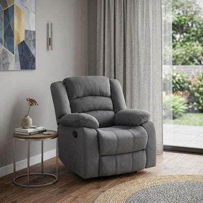 37" Gray Microsuede Manual Gliding Recliner