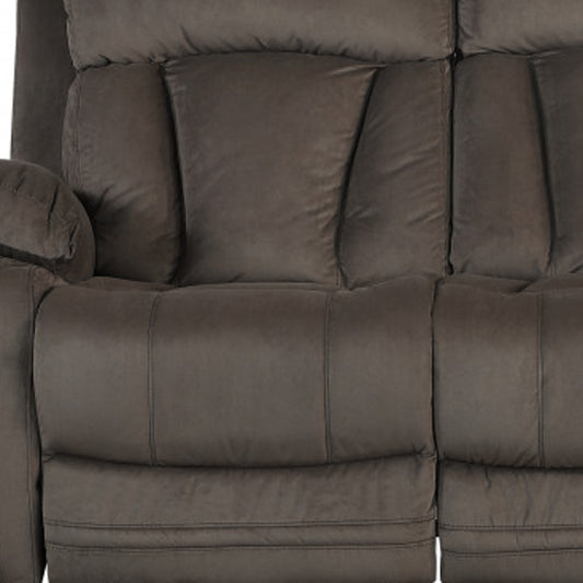 84" Brown Microsuede Manual Gliding Recliner