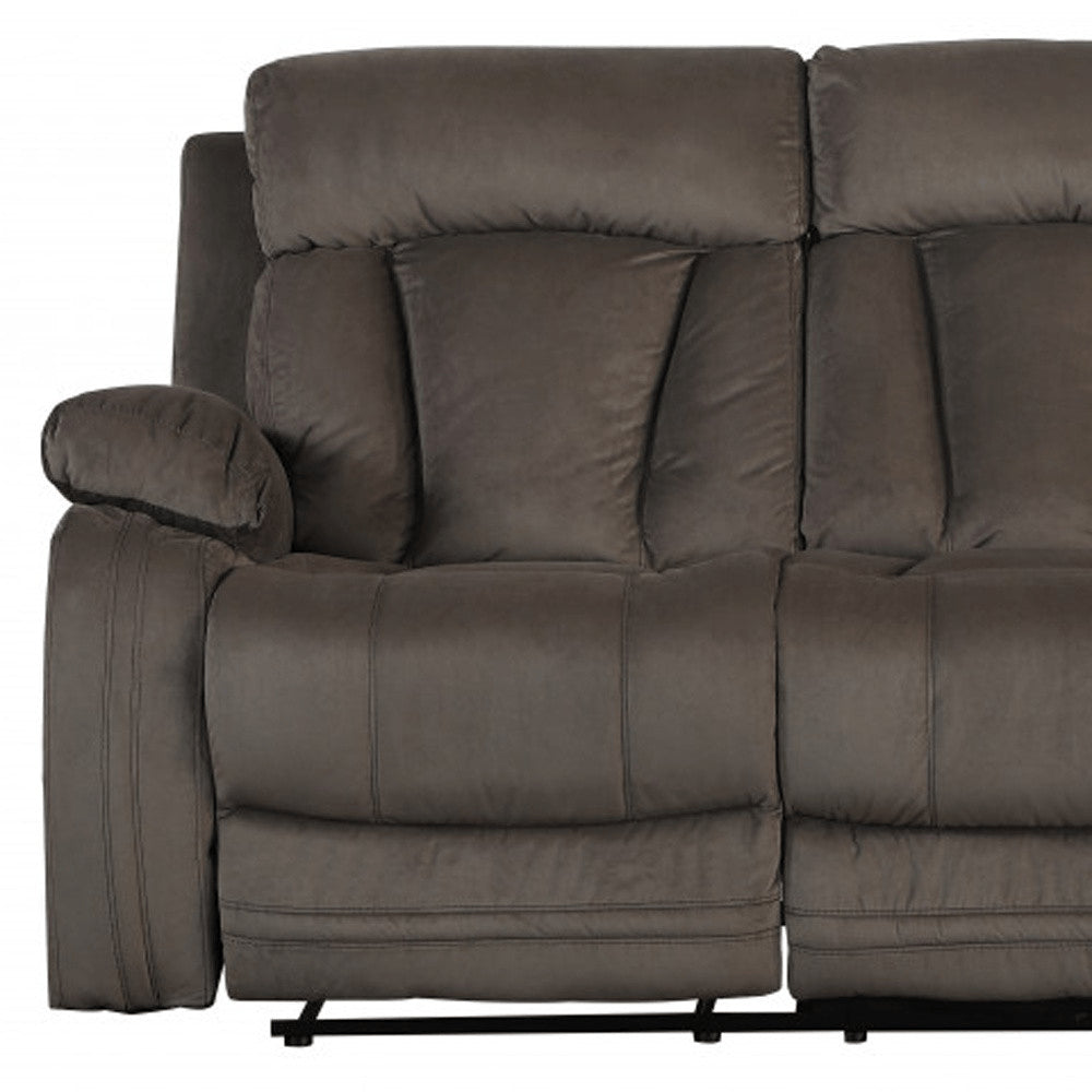 84" Brown Microsuede Manual Gliding Recliner