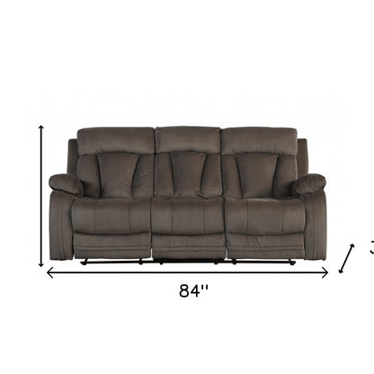 84" Brown Microsuede Manual Gliding Recliner