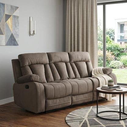 84" Brown Microsuede Manual Gliding Recliner