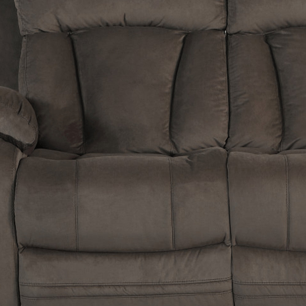 63" Brown Leather Match Manual Gliding Recliner