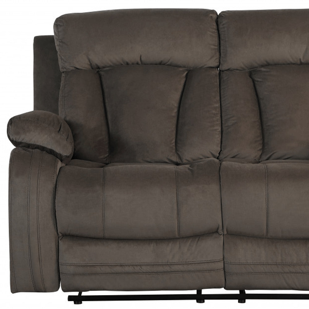 63" Brown Leather Match Manual Gliding Recliner