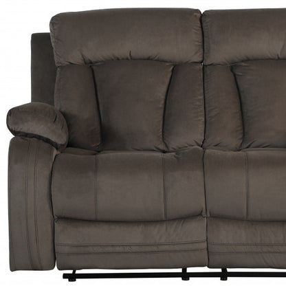 63" Brown Leather Match Manual Gliding Recliner