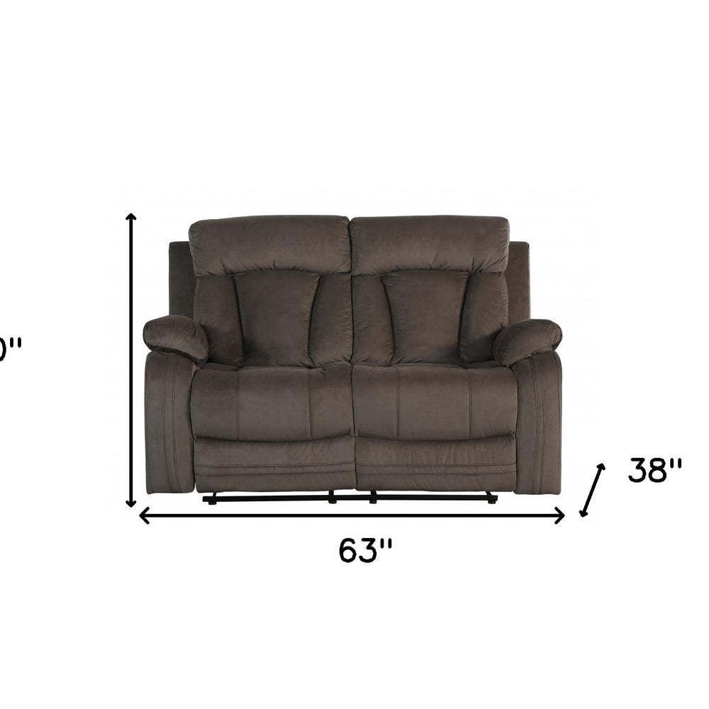 63" Brown Leather Match Manual Gliding Recliner