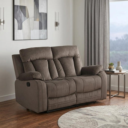 63" Brown Leather Match Manual Gliding Recliner