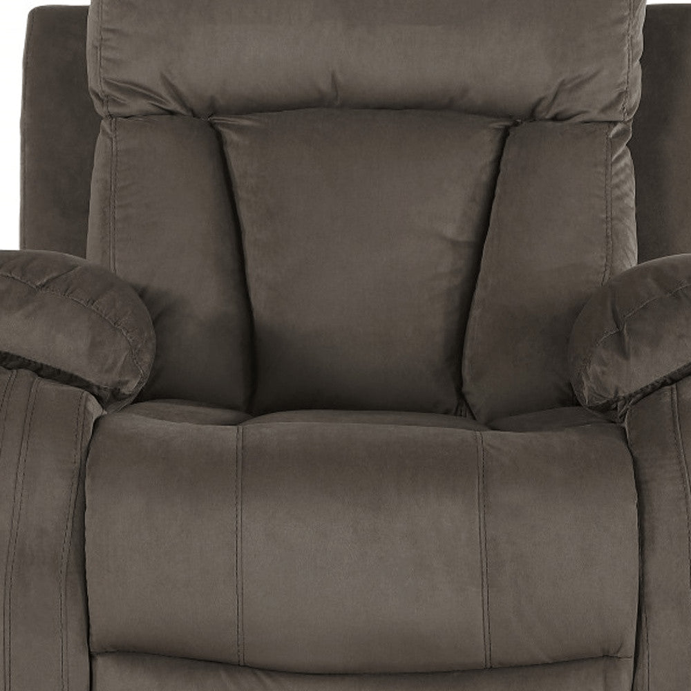 39" Brown Microsuede Manual Gliding Recliner