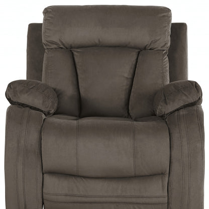 39" Brown Microsuede Manual Gliding Recliner