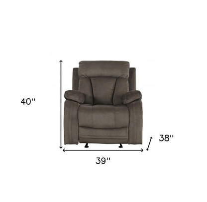 39" Brown Microsuede Manual Gliding Recliner