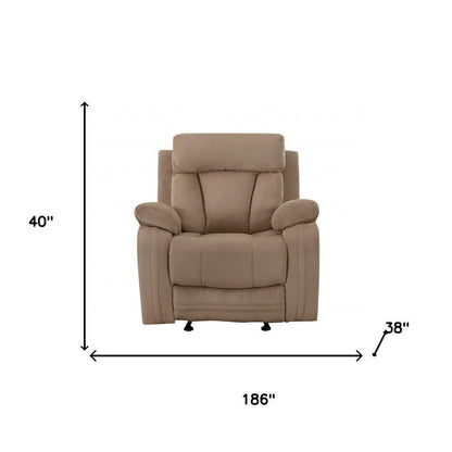 Three Piece Indoor Beige Microsuede Six Person Seating Set