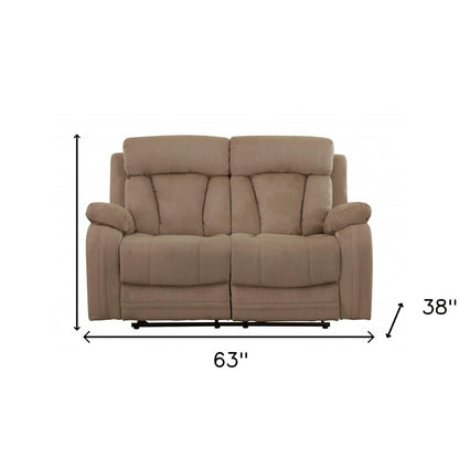 63" Beige Leather Match Recliner