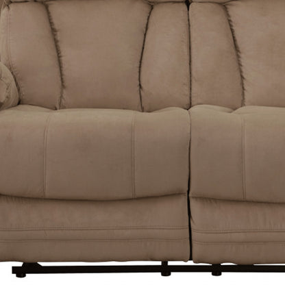 63" Beige Leather Match Recliner