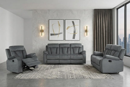 Three Piece Indoor Gray Microsuede Six Person Seating Set