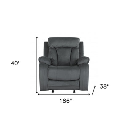 Three Piece Indoor Gray Microsuede Six Person Seating Set