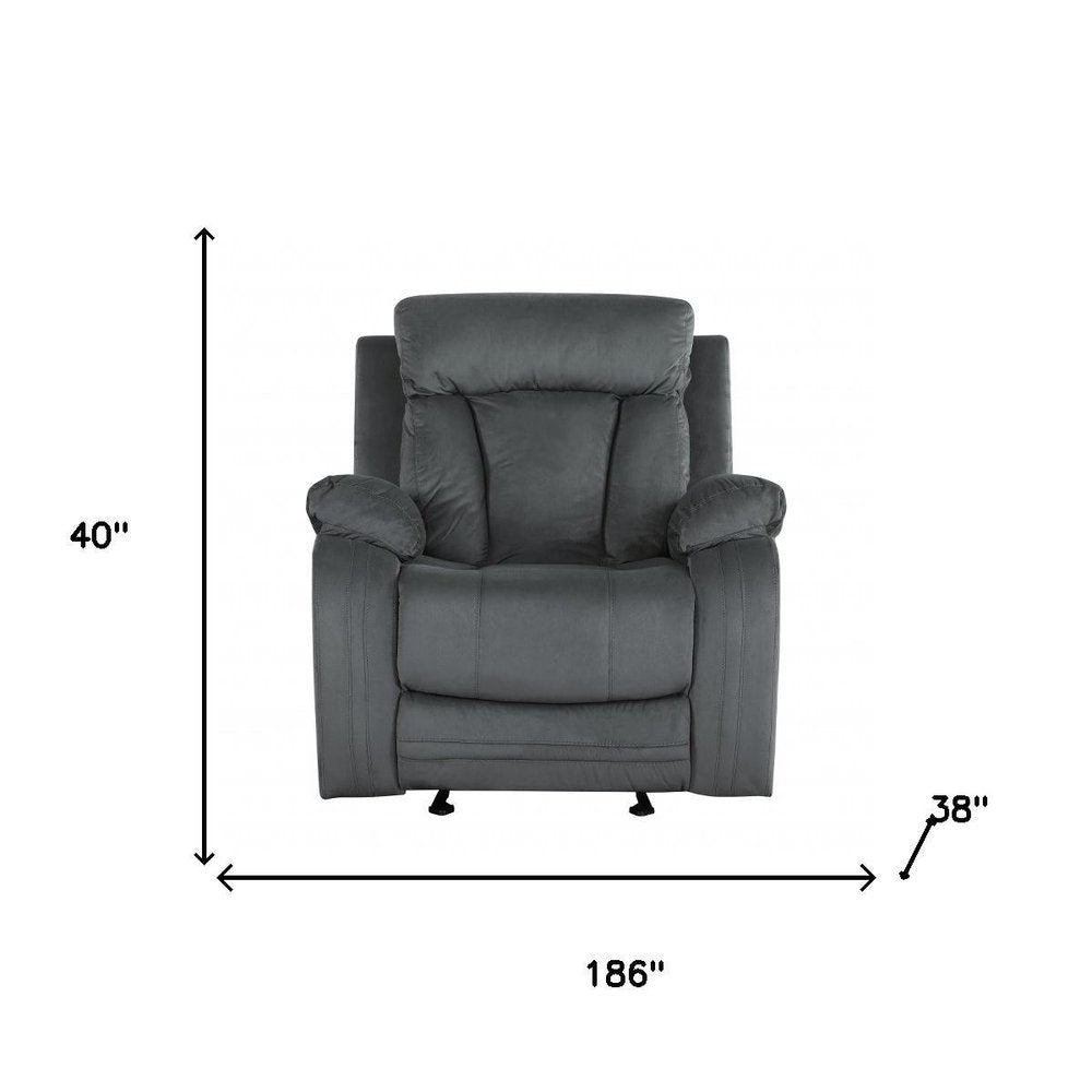 Three Piece Indoor Gray Microsuede Six Person Seating Set