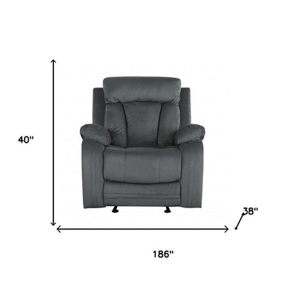 Three Piece Indoor Gray Microsuede Six Person Seating Set