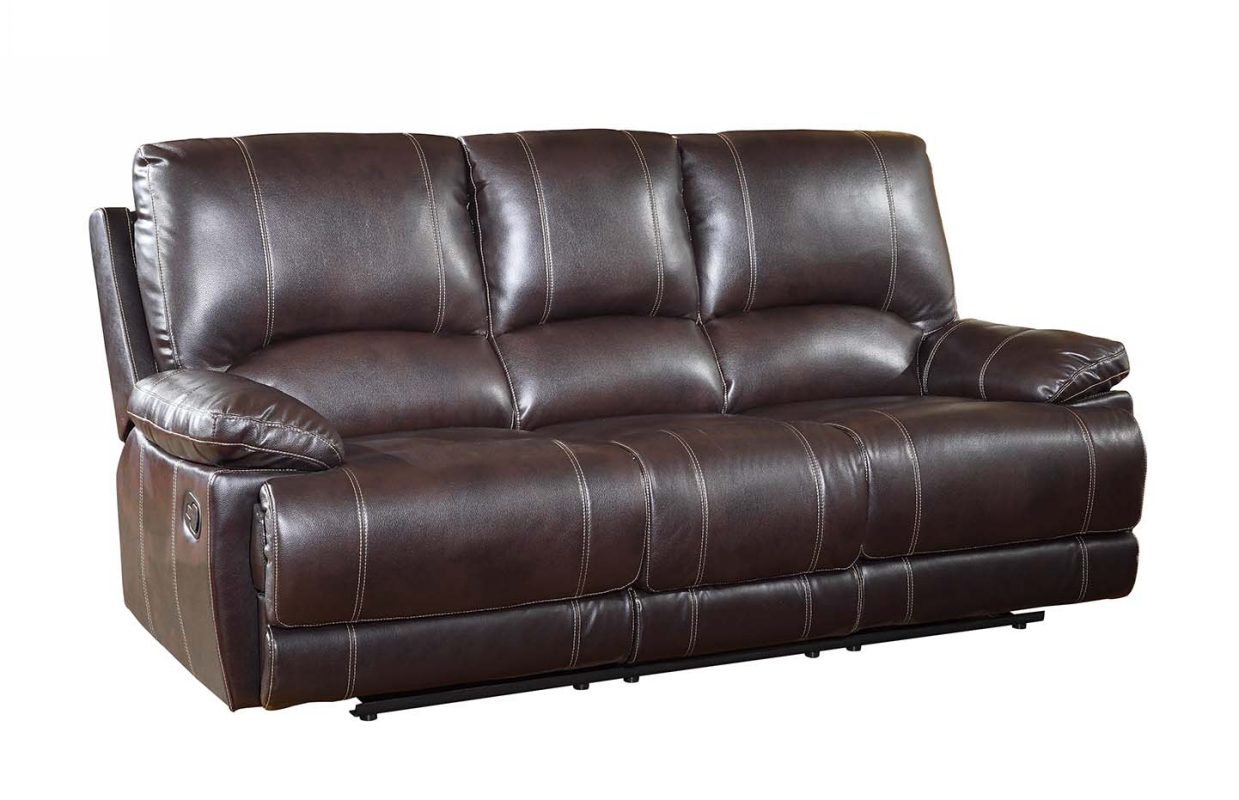 89" Brown Microfiber Reclining Sofa With Black Legs