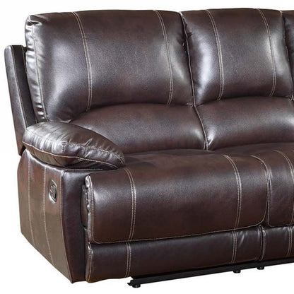 89" Brown Microfiber Reclining Sofa With Black Legs