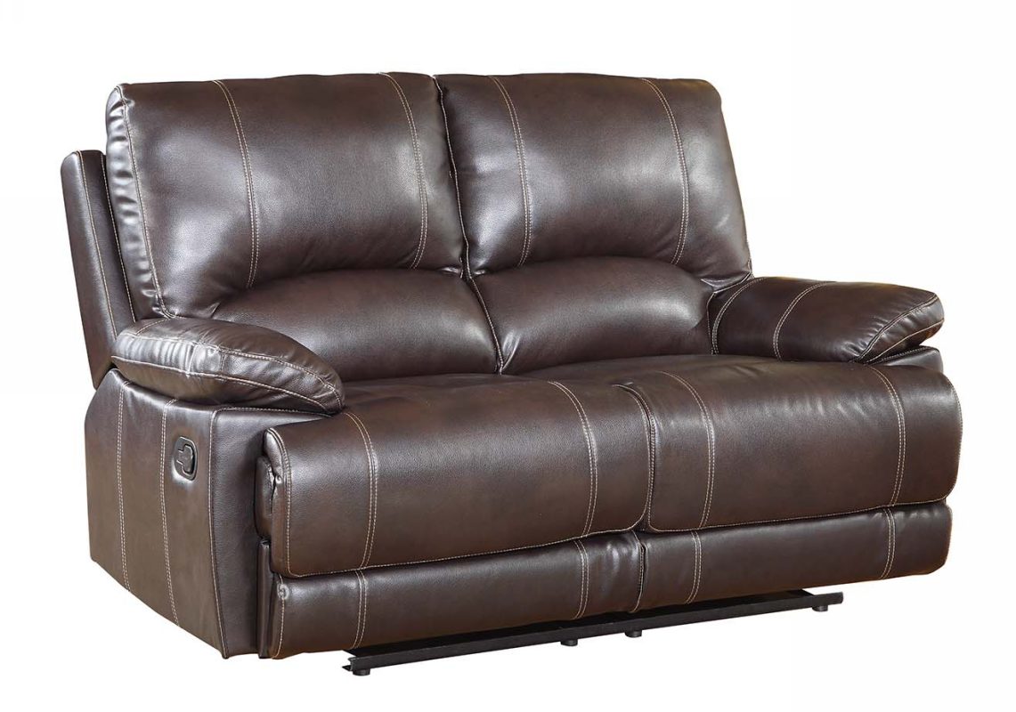 65" Brown Faux Leather Manual Reclining Love Seat